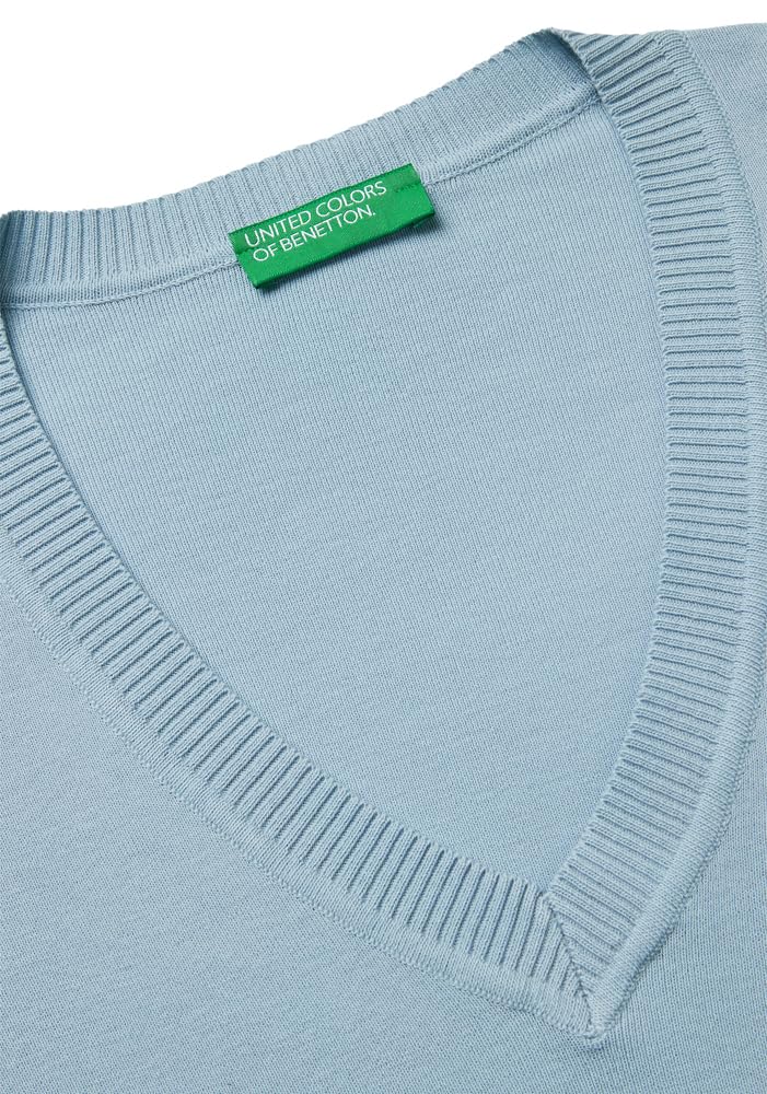 Benetton Maglieria 1C19D403N Maglione Donna Blu XXS Scollo V