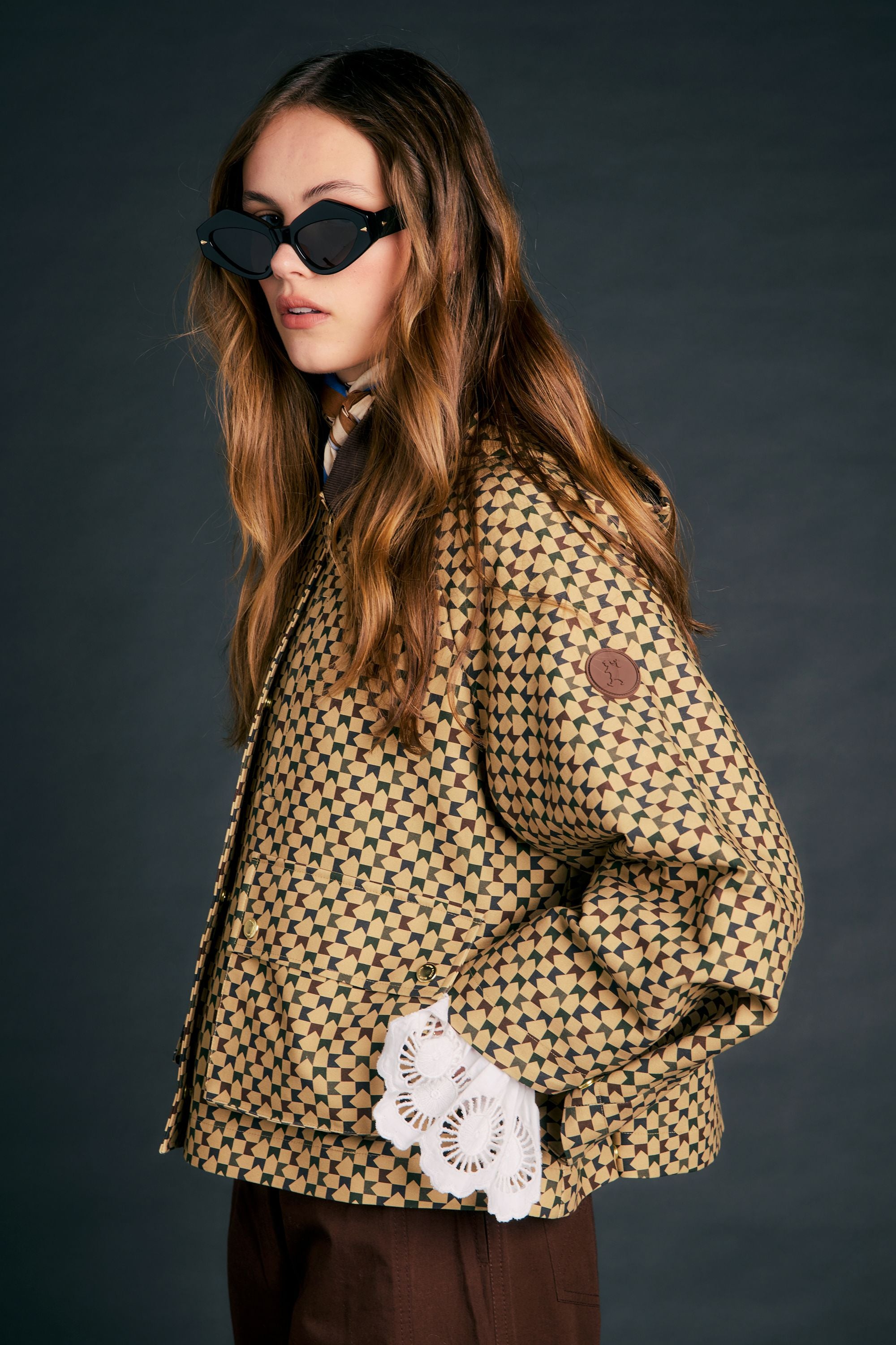 Karen Walker Overtime Jacket giacca tan multi cappuccio