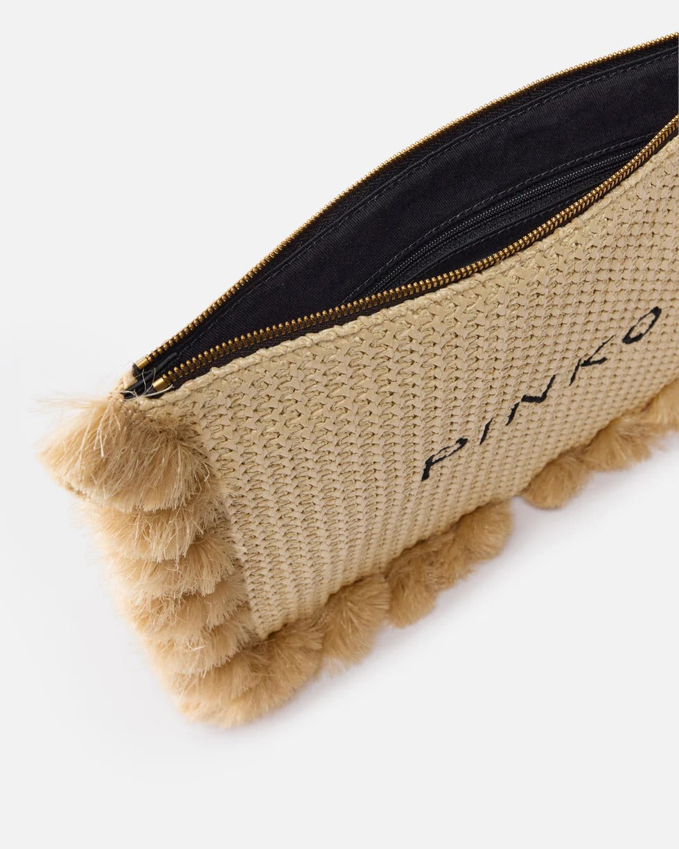 Pinko 106718 A39Y Borsa Donna Beige Flat Raffia 31x21 cm