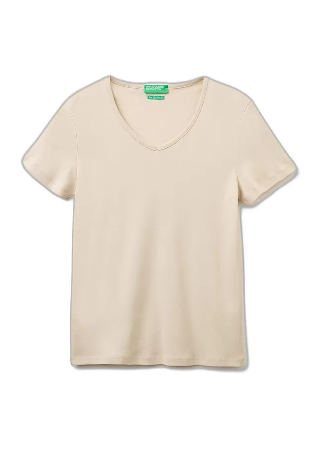 Benetton 3ga8d4029 T-Shirt Donna Beige Slim XXS