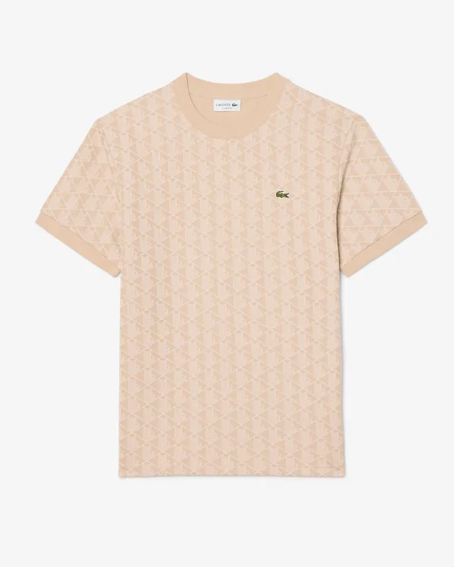 Lacoste TH1197 Monogram t-shirt uomo beige jacquard