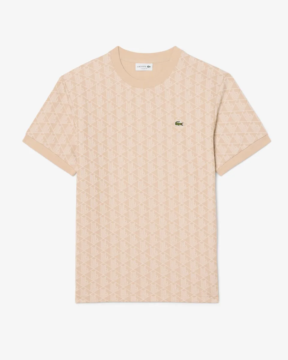 Lacoste TH1197 Monogram t-shirt uomo beige jacquard