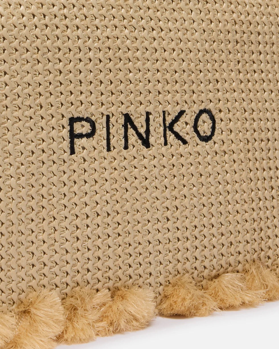 Pinko 106718 A39Y Borsa Donna Beige Flat Raffia 31x21 cm