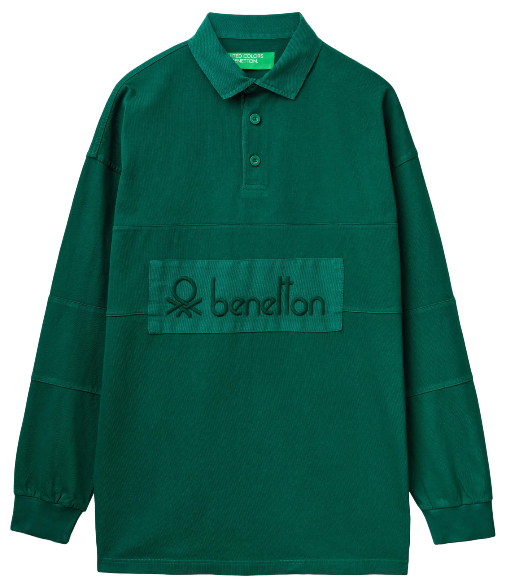 Benetton Polo Uomo Rugby Manica Lunga Cotone Tinto Capo