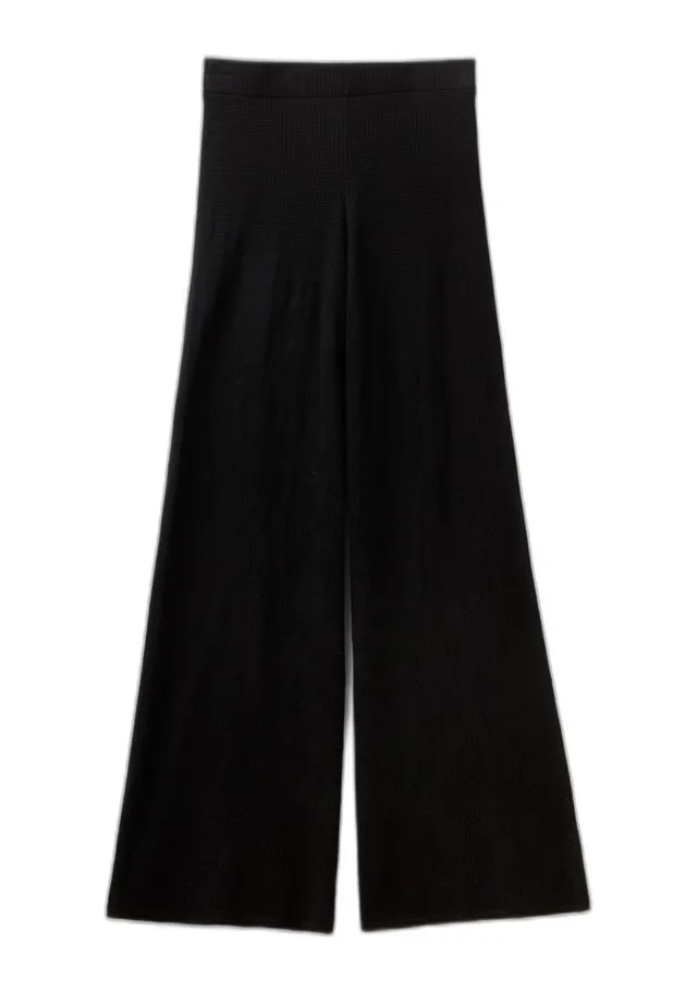 Benetton 103cdf00q pantaloni donna nero pointelle pizzo