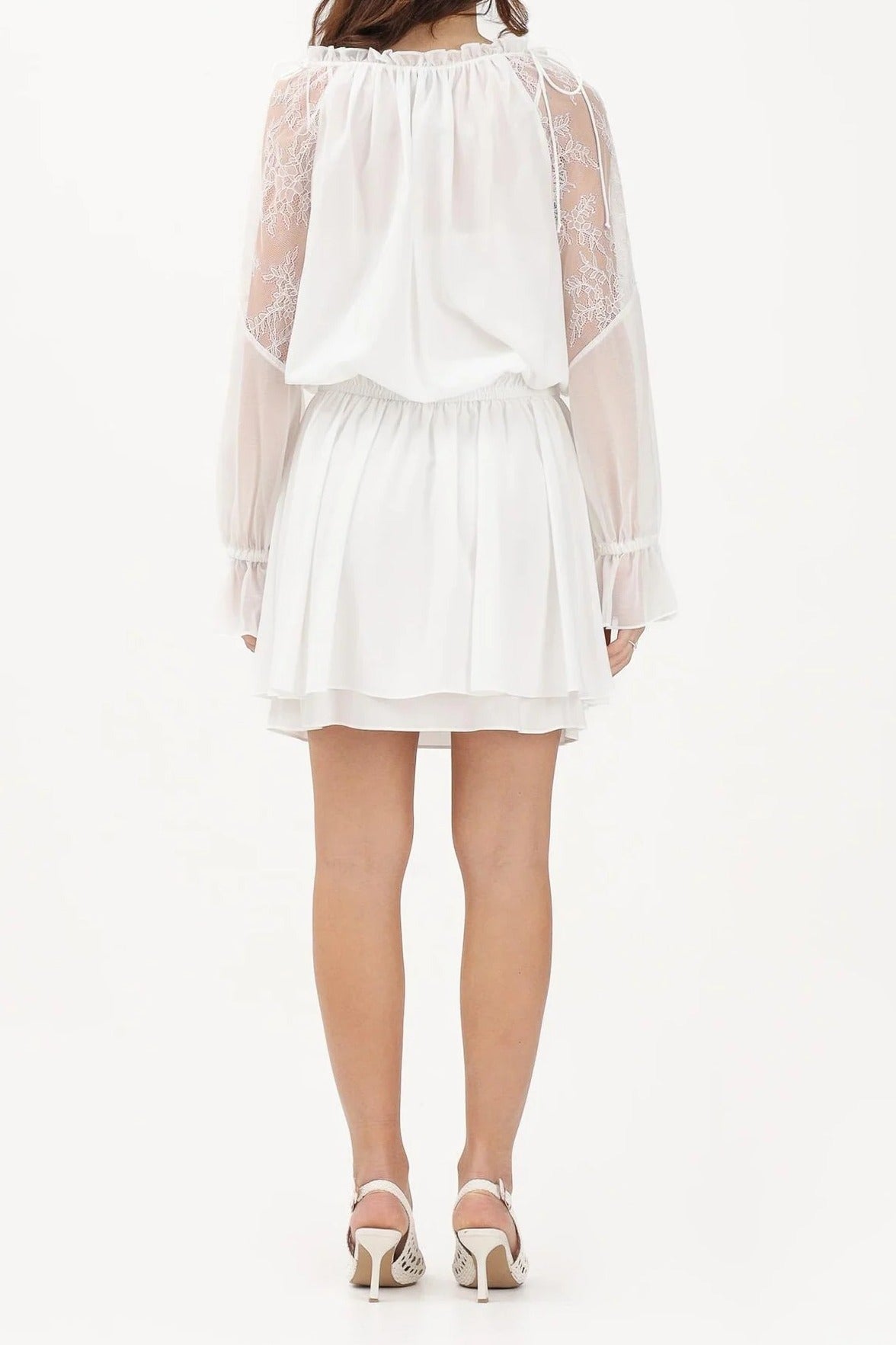 Pinko Aggie 106293 A336 Abito Corto Bianco Pizzo