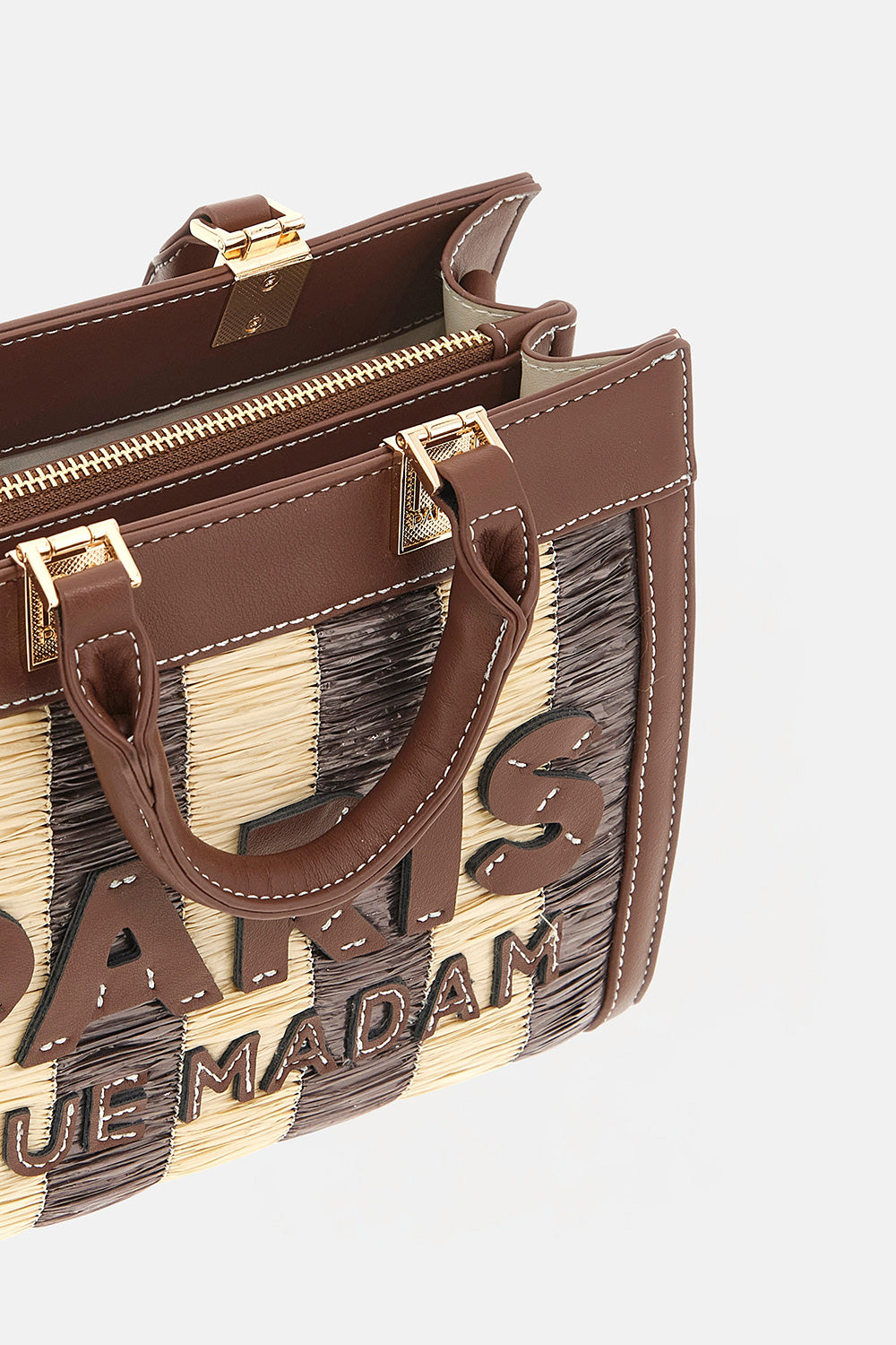 Rue Madam Tangeri 1571 Tote Donna Brown Beige Raffia