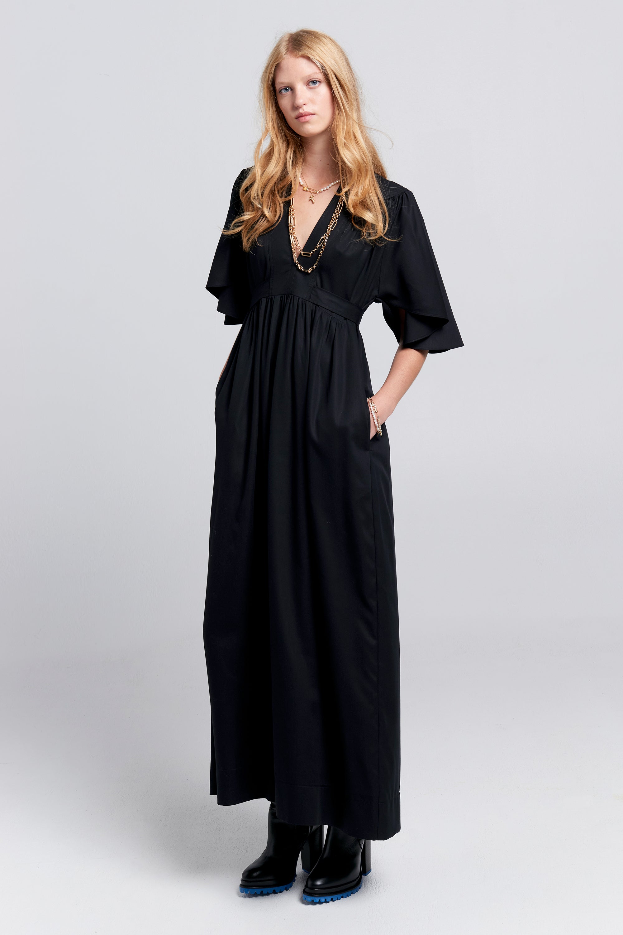 Karen Walker Jamboree Dress vestito nero in tencel lino