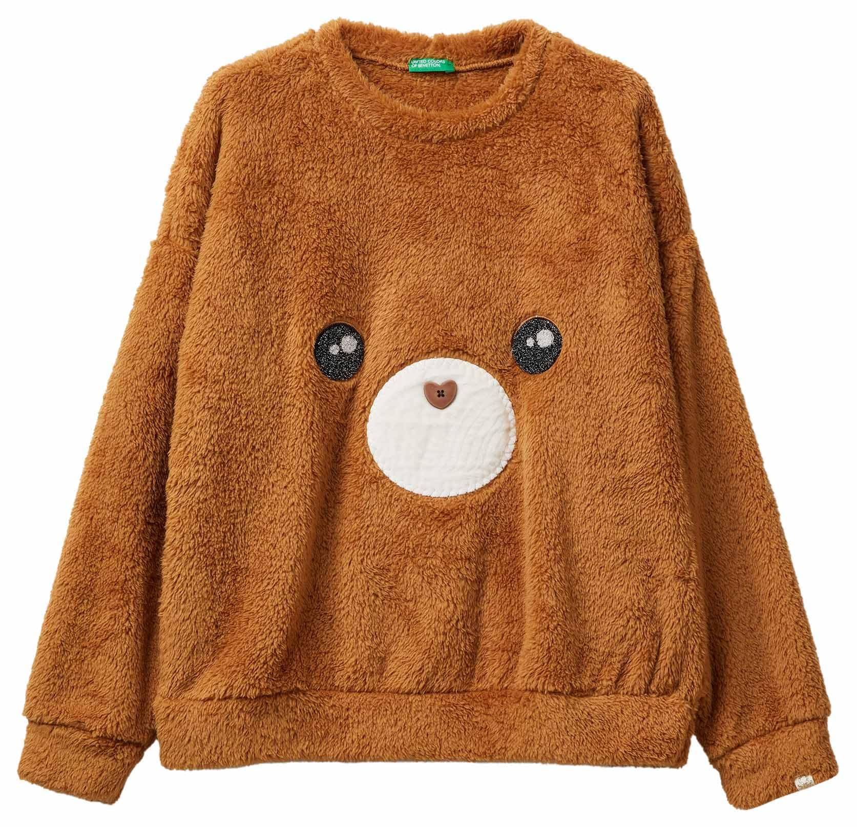 Benetton 3ukc3m07z Maglione Donna Pellicciotto Marrone