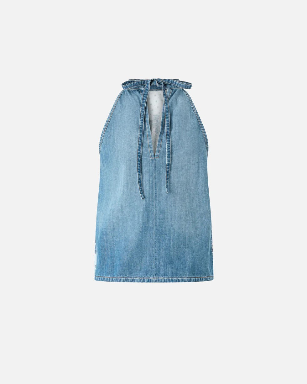 Pinko Zingarella 106413 top azzurro foulard denim