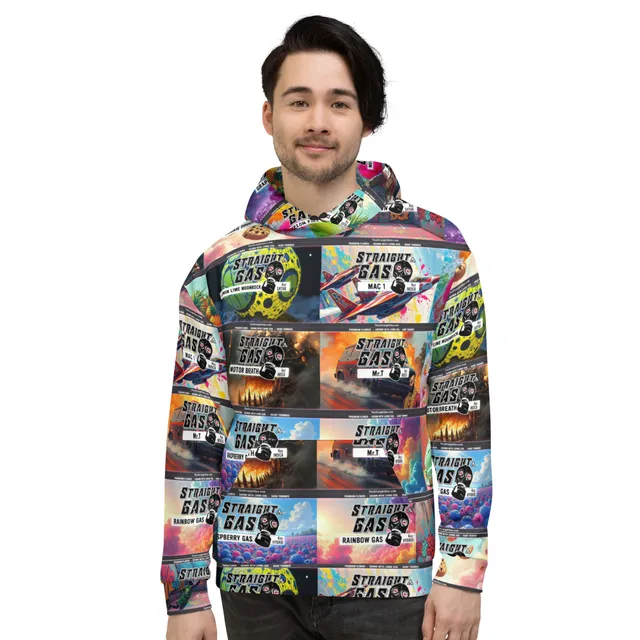 Pure Trash Straight Gas Label Pattern felpa uomo con cappuccio