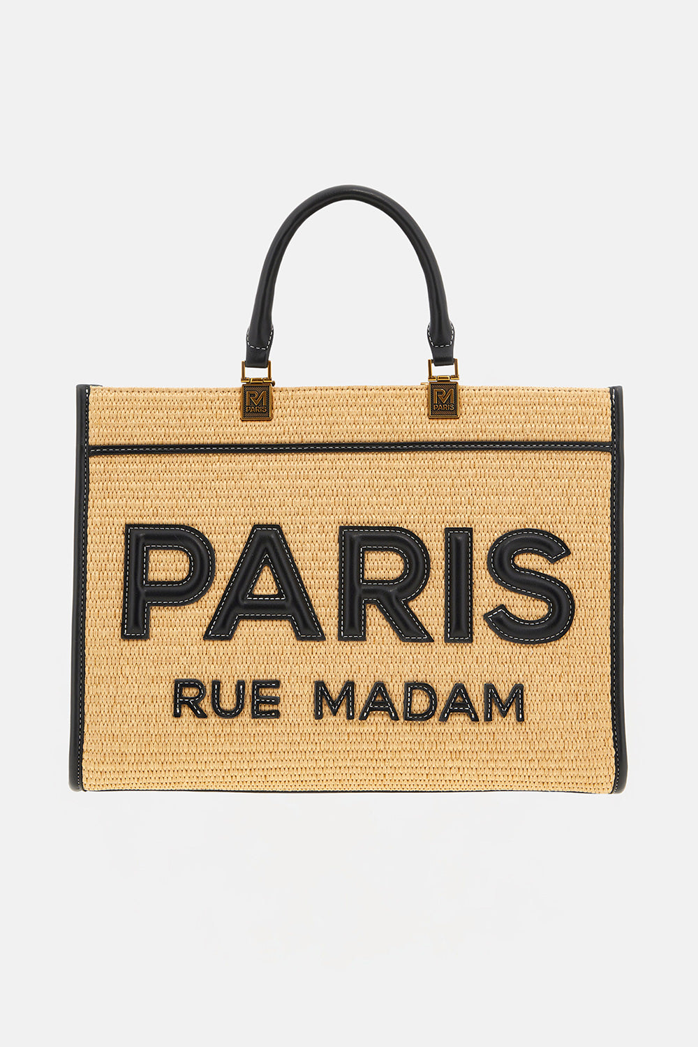Rue Madam 1533 Iconique Tote Paglia Nera Tracolla