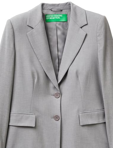 Benetton 2962DW02W Giacca Donna Grigio in Misto Viscosa 2 Bottoni