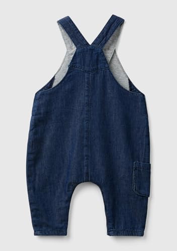 Benetton Salopette Denim Donna Fodera a Quadri