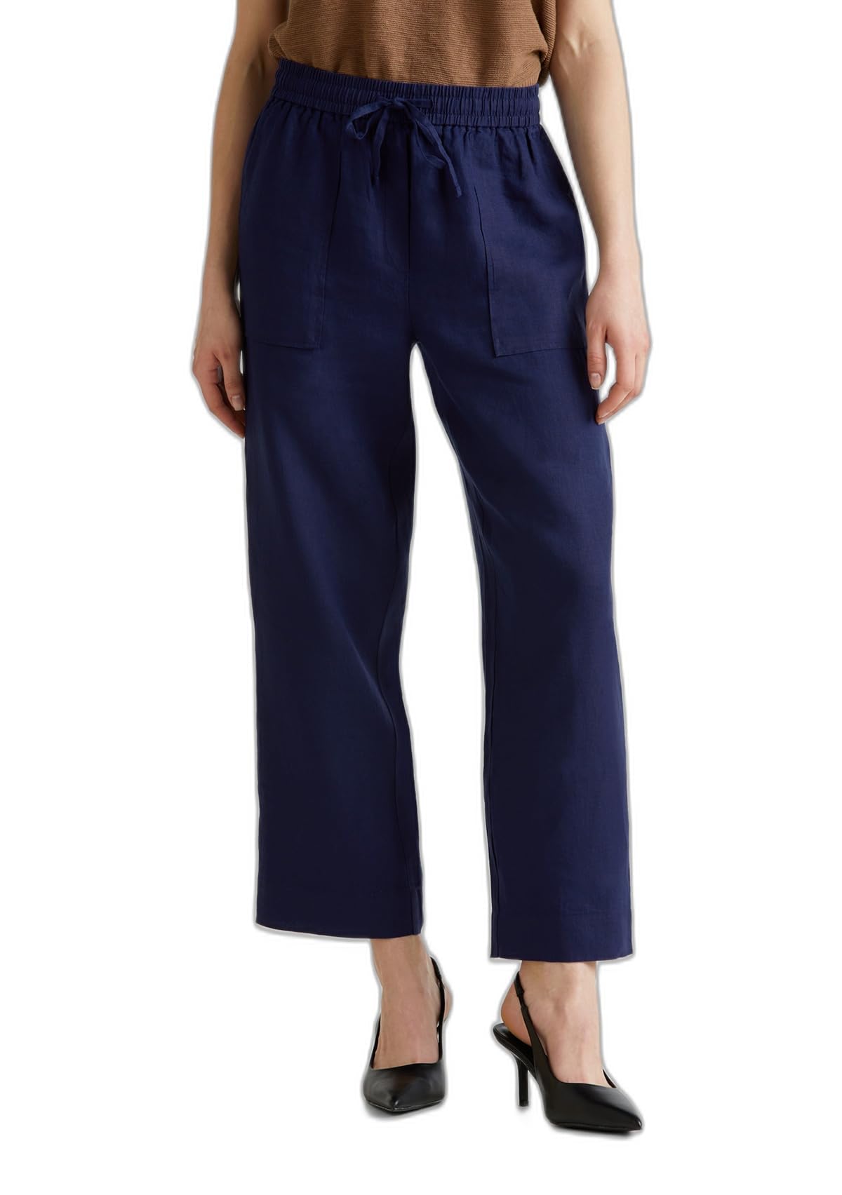Benetton 4AGHDF08J Pantalone Donna Lino Verde