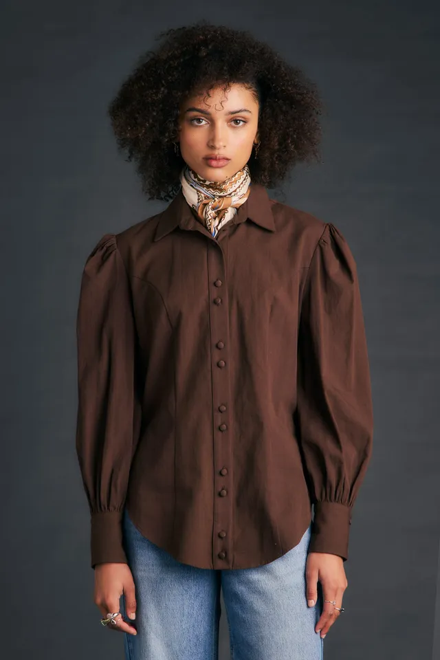 Karen Walker Premier Shirt camicia cioccolato cotone organico