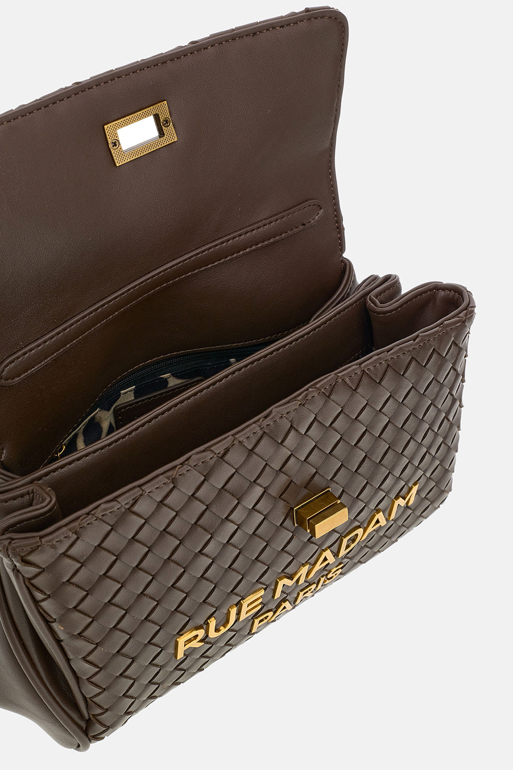 Rue Madam Les Jours 1609 borsa a spalla chocolate intrecciata