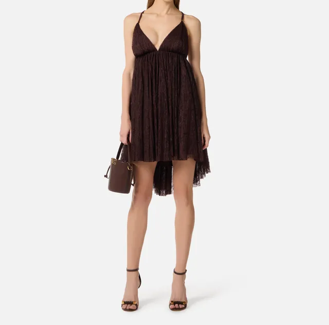 Elisabetta Franchi AB97062E2 Abito Pizzo Donna Cacao Corto