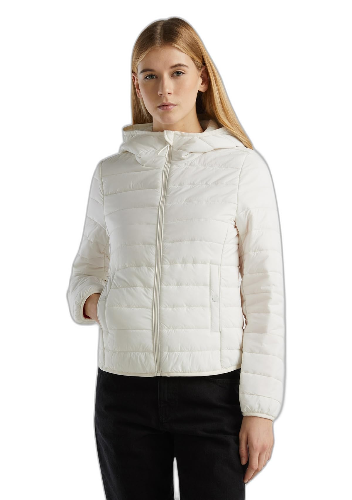 Benetton 2twddn024 giacca donna nero 100 micropiuma dritto