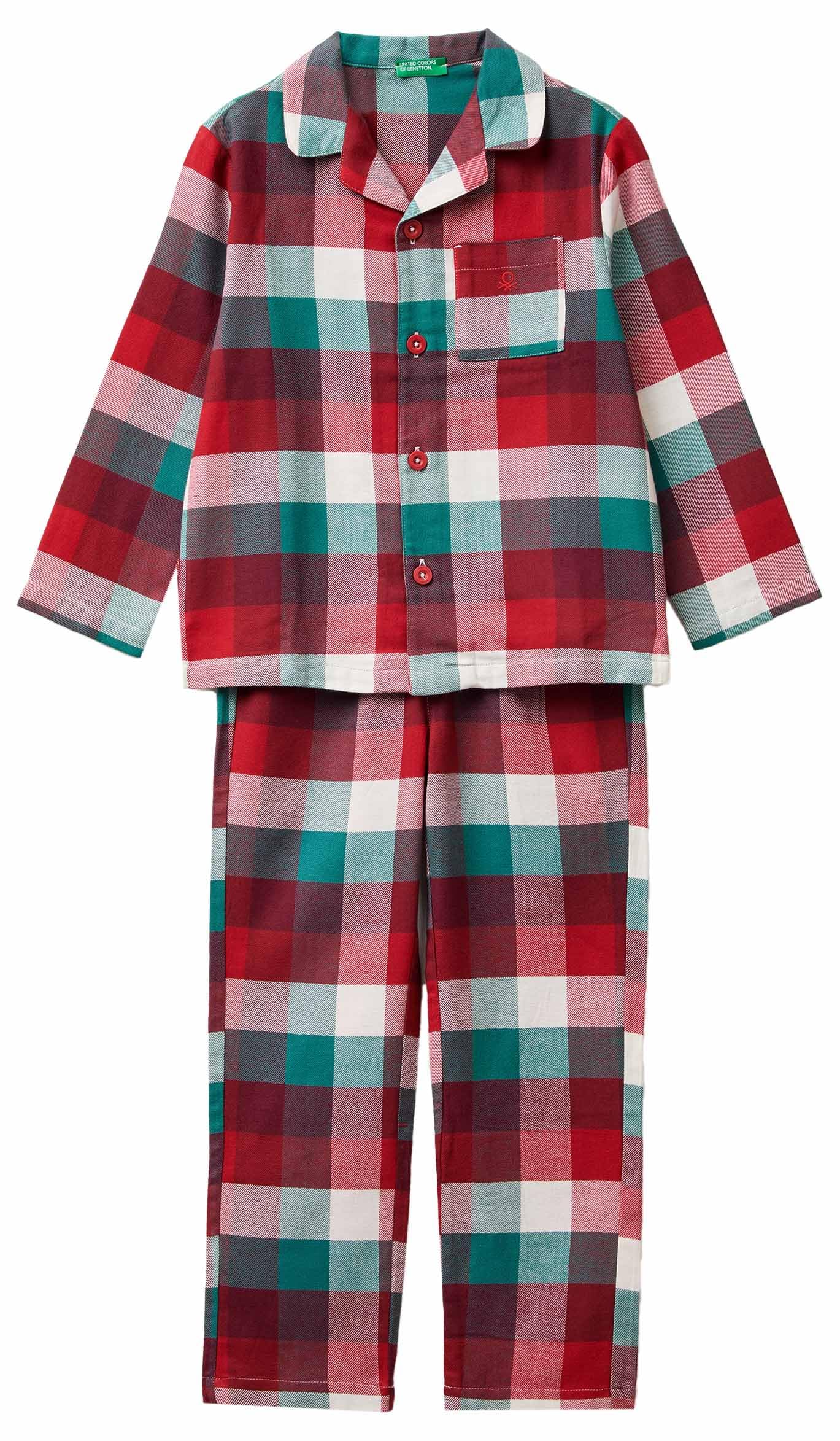 Benetton Set Pigiama Bambini XS flanella aperto