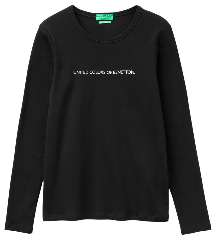 Benetton T-Shirt 3ga8e16g0 Donna Rossa Manica Lunga Glitter