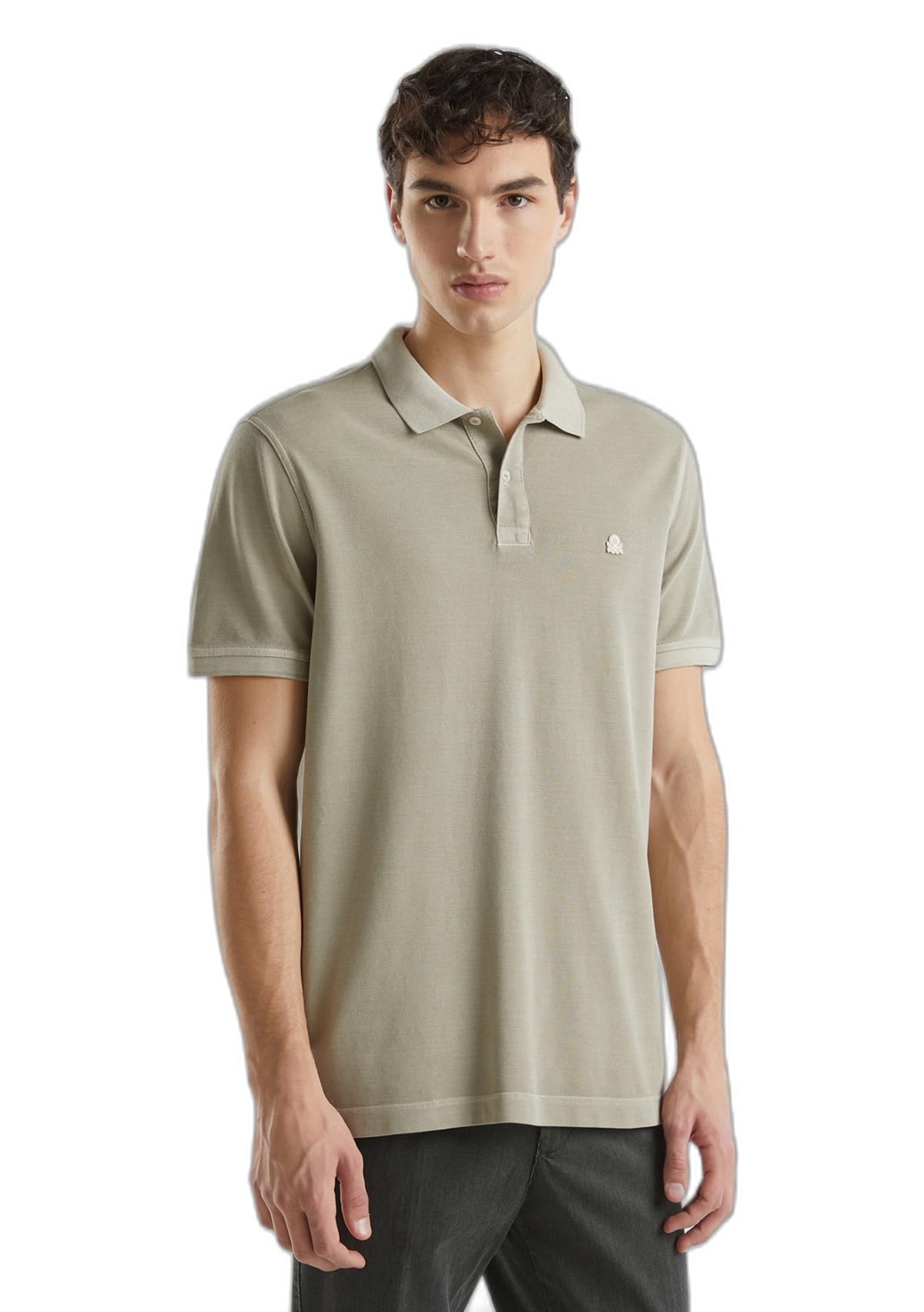Benetton Polo Uomo Piquet Cotone Organico Rosa