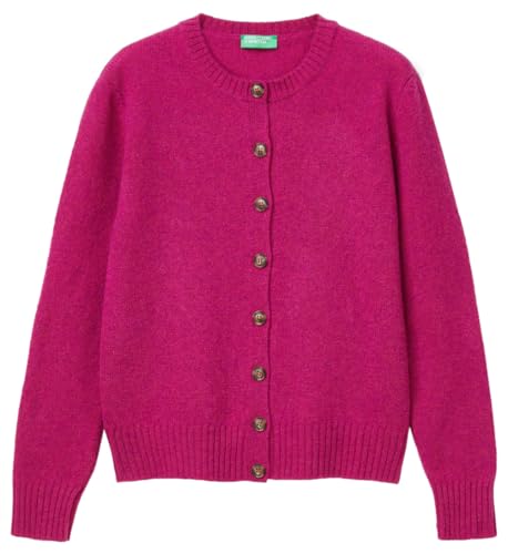 Benetton Maglieria 103ME500L Cardigan Donna Viola Tinta Unita