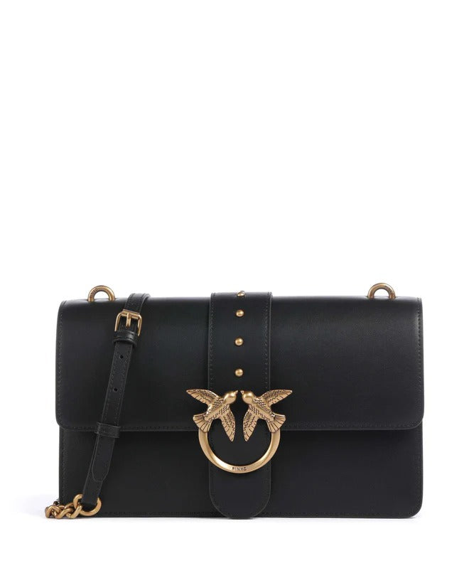 Pinko Love One Classic borsa nero antique gold pelle