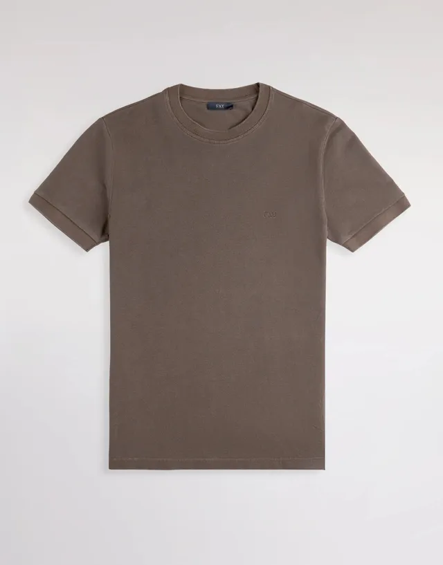 Fay Piquet NPMB352136TZE T-Shirt Uomo Marrone Cotone