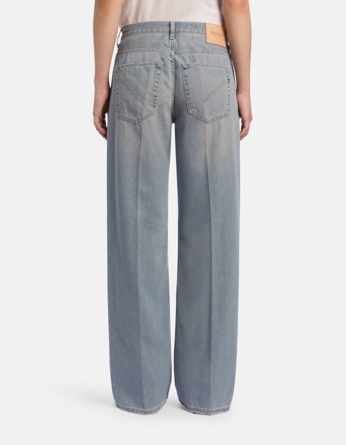 Dondup Jacklyn DP427 DFH331D jeans donna blu vintage palazzo