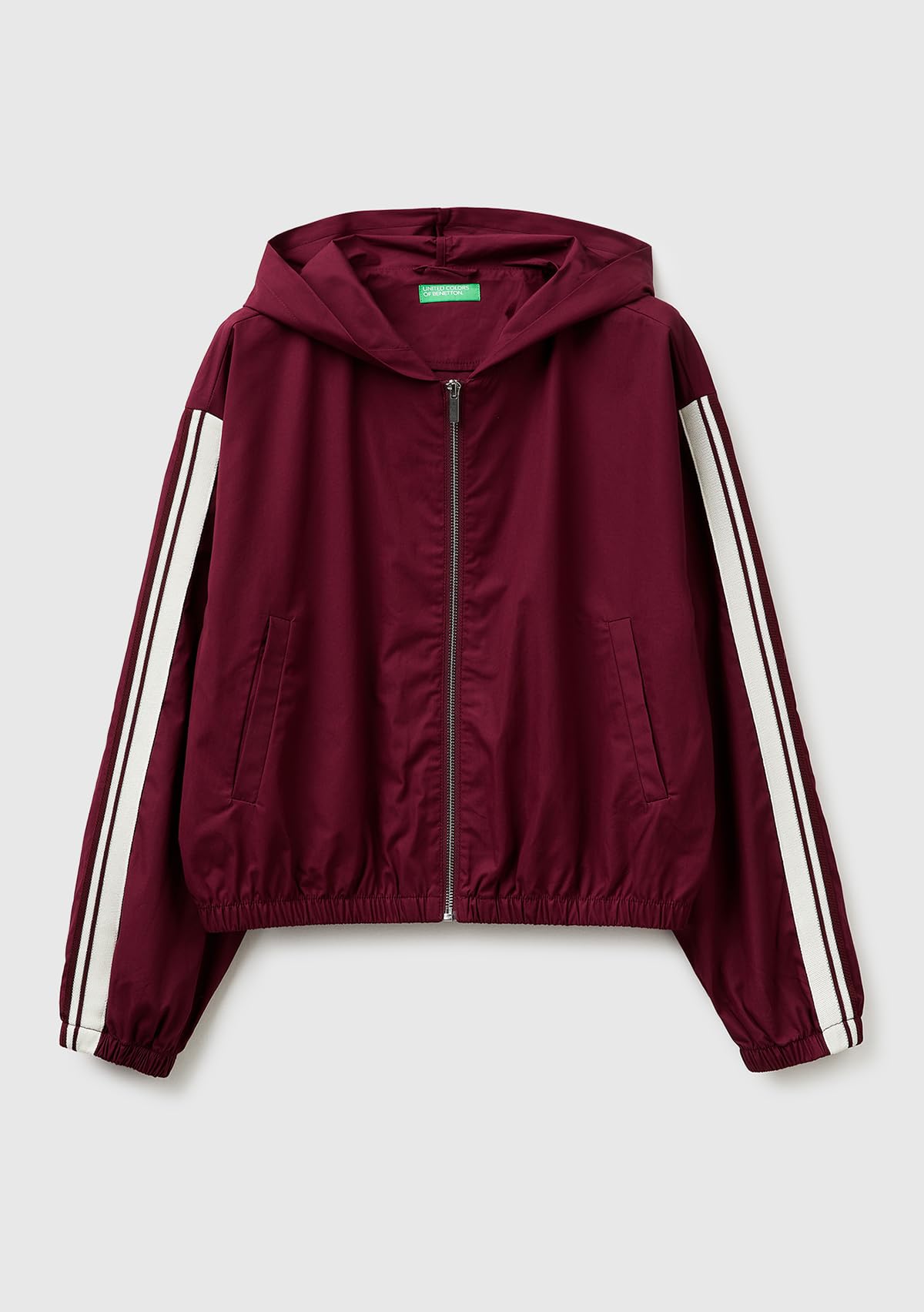 Benetton Giubbino Donna Marrone in Tela di Cotone con Cappuccio