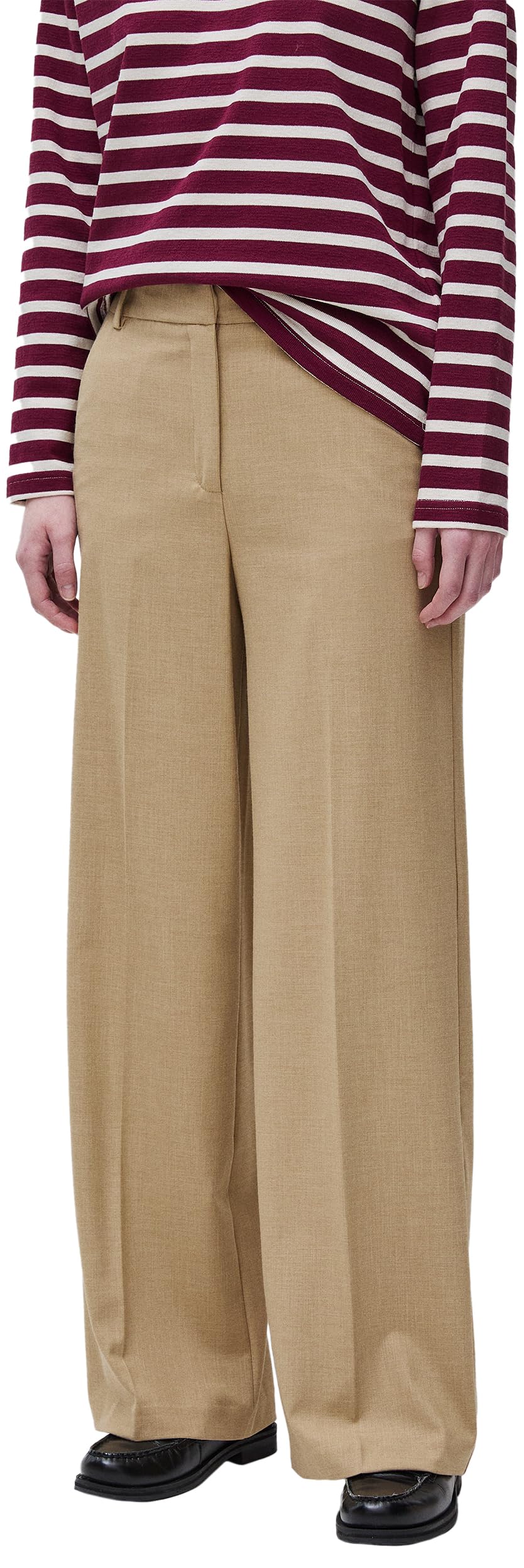 Benetton 4962DF07F pantaloni donna neri gamba ampia
