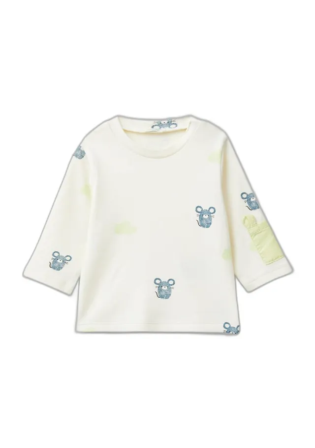 Benetton 3m28a1053 T-Shirt Bimbo 50 Manica Lunga Fantasia