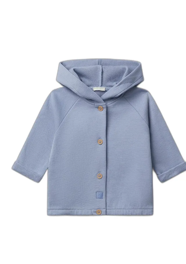 Benetton Felpa Bimbo Cappuccio Cotone Biologico Bottoni 62