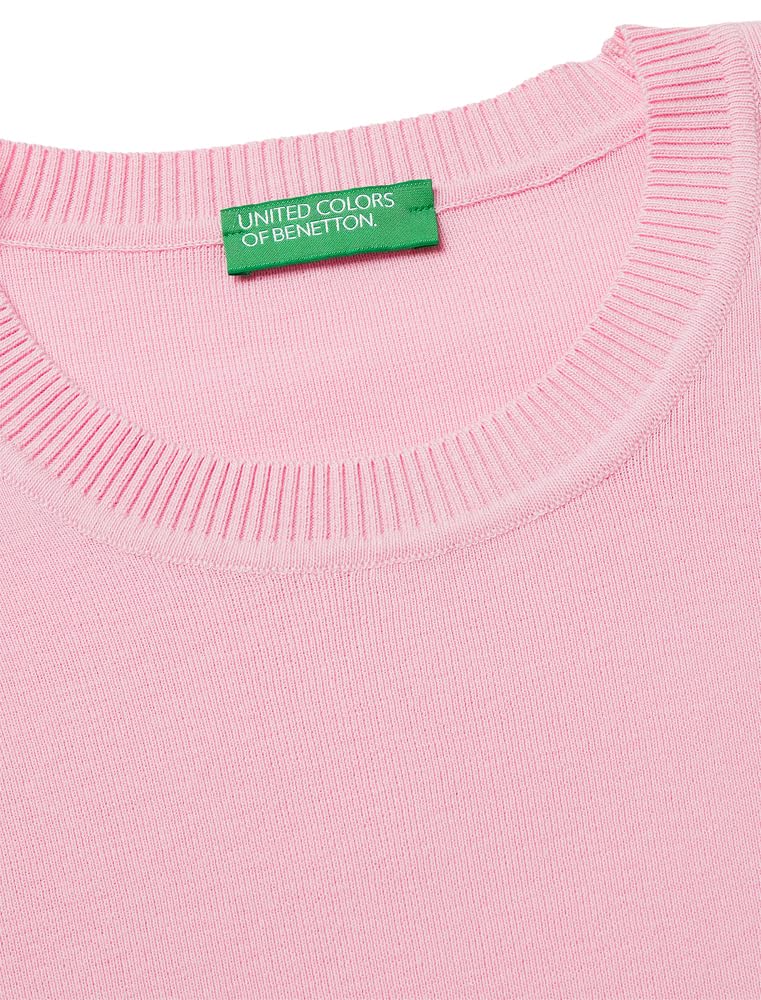 Benetton Maglieria 1c19d10fv Maglione Donna Rosa tinta unita