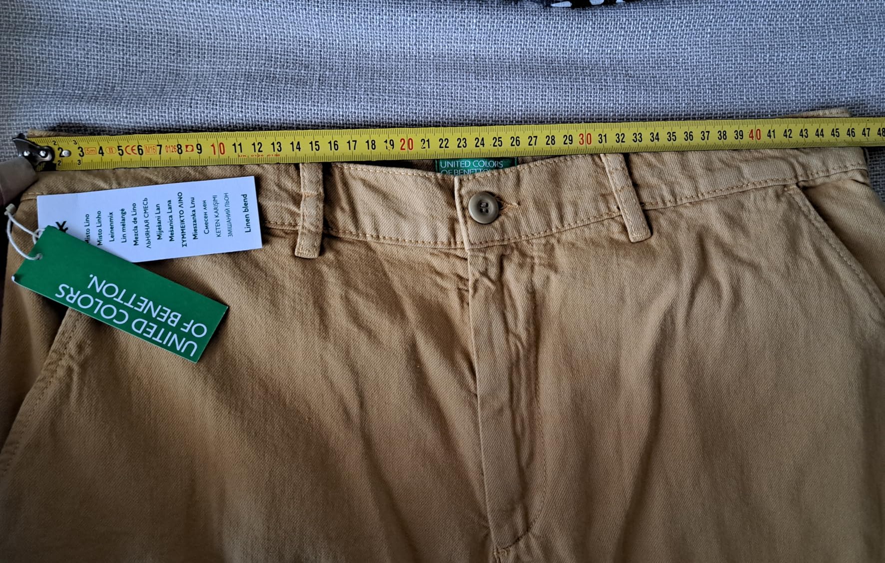 Benetton Pantaloncini Uomo Blu in Cotone Lino Worker