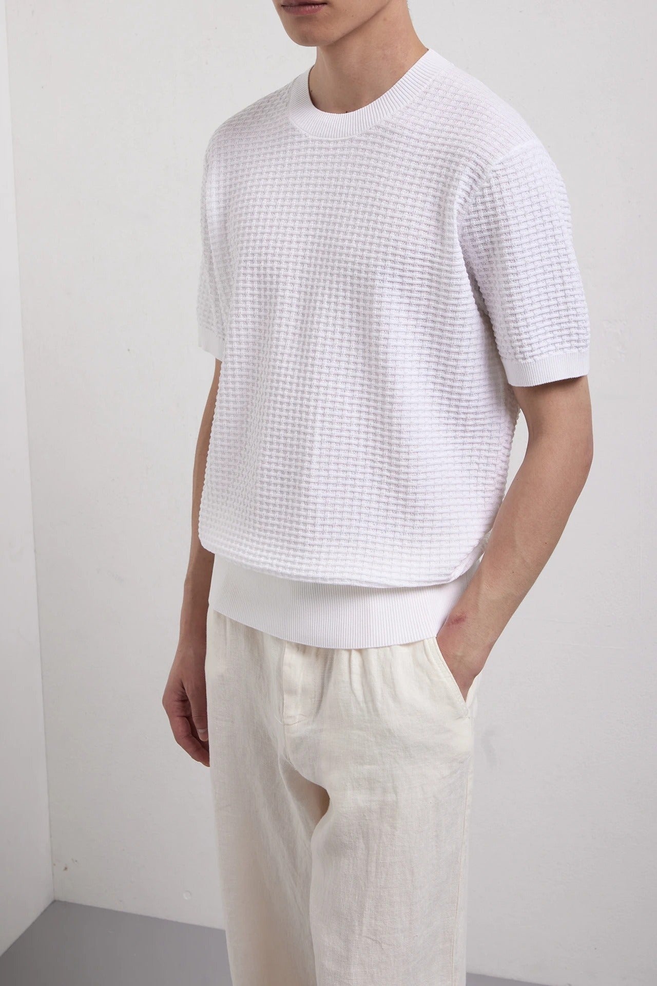 Kangra 3015 21 maglia uomo bianca punto alveare