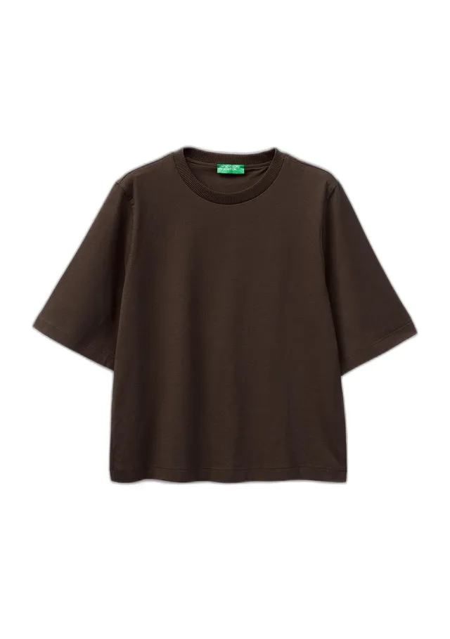 Benetton T-Shirt Jersone Boxy Manica al Gomito