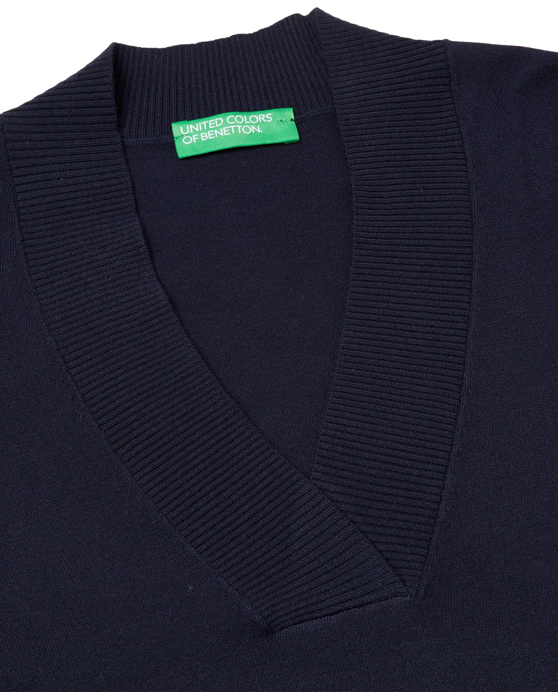 Benetton Maglieria Maglia Scollo V S Blu in Viscosa