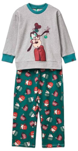 Benetton 3P050P09K Set Pigiama Bambini Grigio 90 Cotone