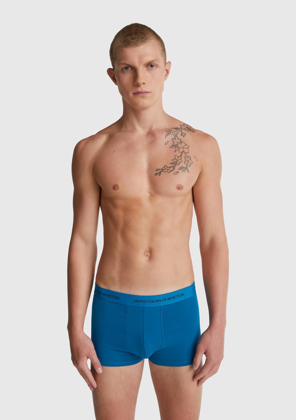 Benetton Boxer Uomo S blu cotone organico elasticizzato