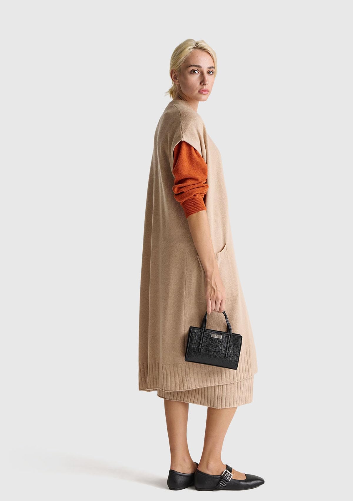 Benetton Maglieria Cardigan Gilet Lungo Senza Bottoni