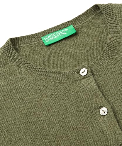 Benetton 1002d5485 Maglia Coreana Cardigan Verde XXS