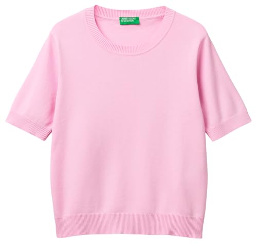 Benetton Maglia Donna Girocollo Manica Corta Tinta Unita