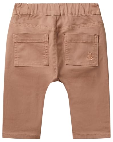 Benetton Bimbo Pantalone Cotone Marrone Ricamo Coniglietto
