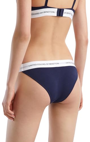 Benetton Slip Basso Donna Blu Notte XS Cotone Organico