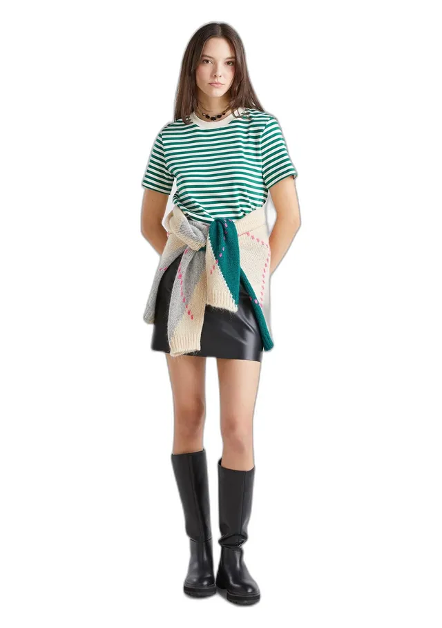 Benetton 4ivrd004p gonna donna 36 ecopelle corta nera