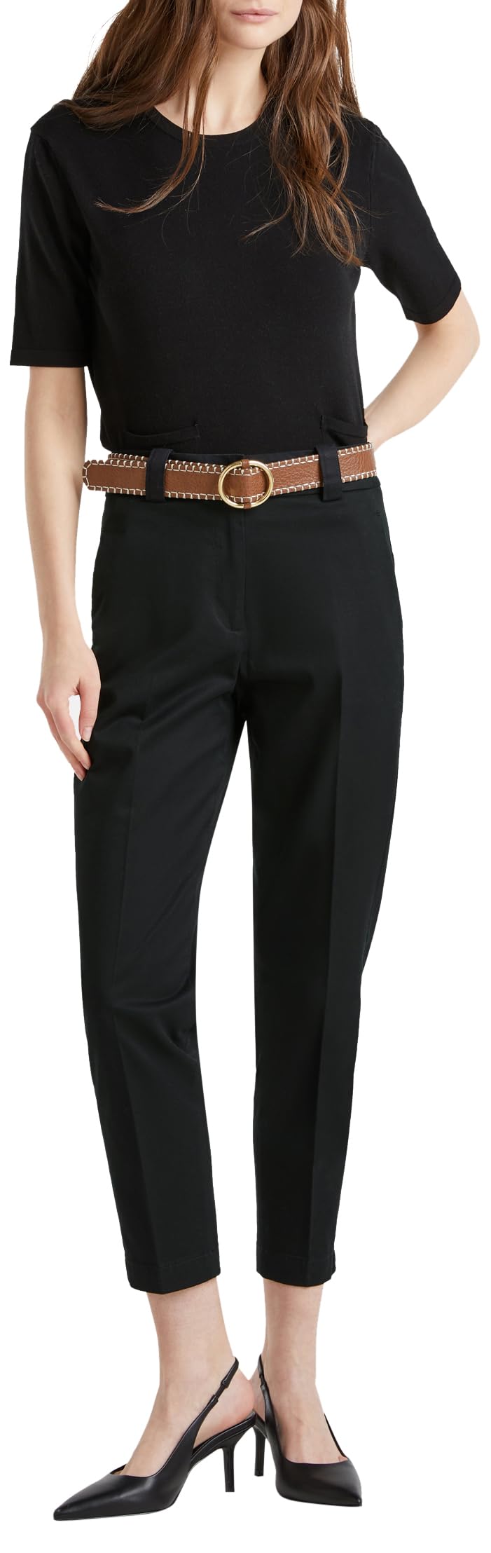 Benetton Pantaloni Donna Pantalone Twill Cotone Nero