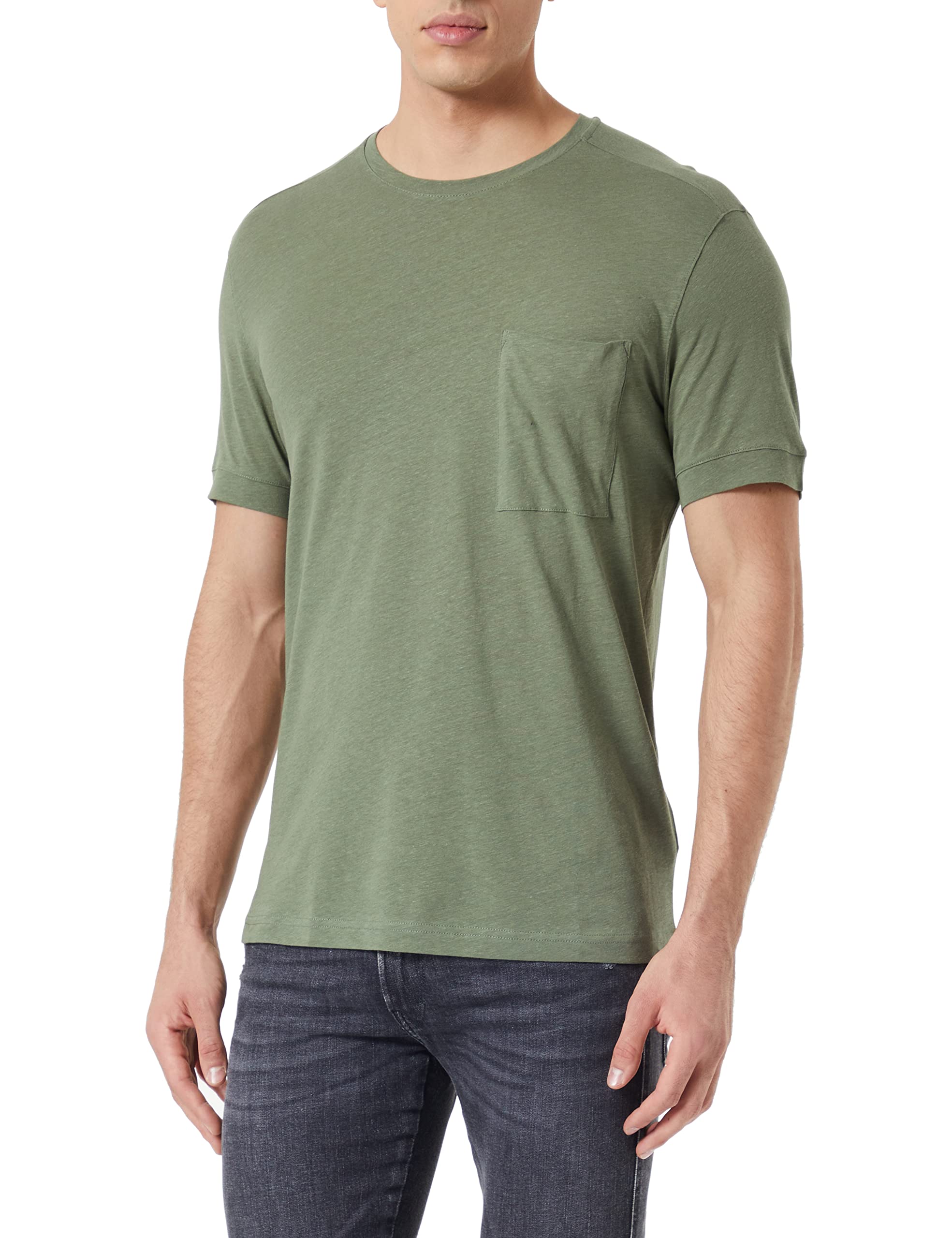 Benetton T-shirt Uomo Cotone Verde Militare 0w9