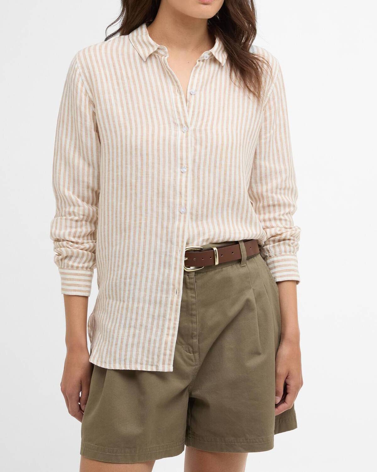 Barbour LSH1315 Marine Camicia Lino Donna Rigata